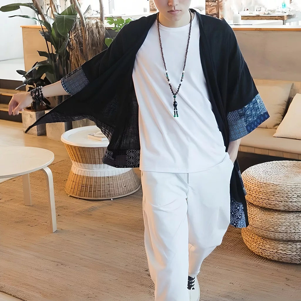 kimono cardigan men, men's haori, haori jacket men